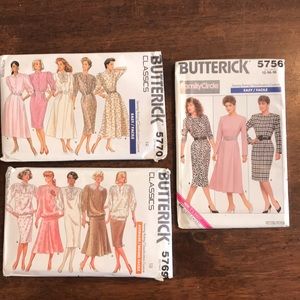 3/$30 Butterick Sewing Patterns 1980’s Vintage
